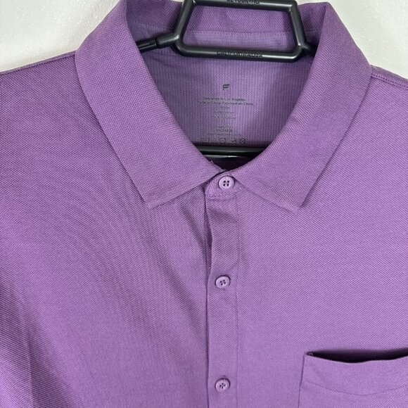 Fabletics Men's L The Dash Short Sleeve Button Up Shirt Purple Knit NWT - Picture 6 of 15